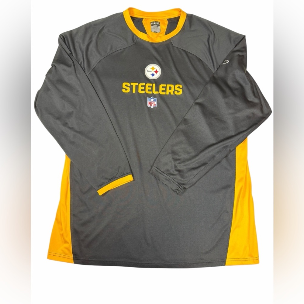 RBK Reebok Pittsburgh Steelers Long Sleeve Shirt Men’s XL Black Yellow NFL